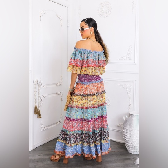 Multicolor Floral Maxi Skirt Set - Picture 11 of 12